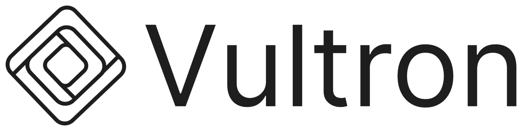 The image shows the Vultron logo, featuring a geometric diamond-shaped icon on the left and the word "Vultron" in a modern, bold font on the right.